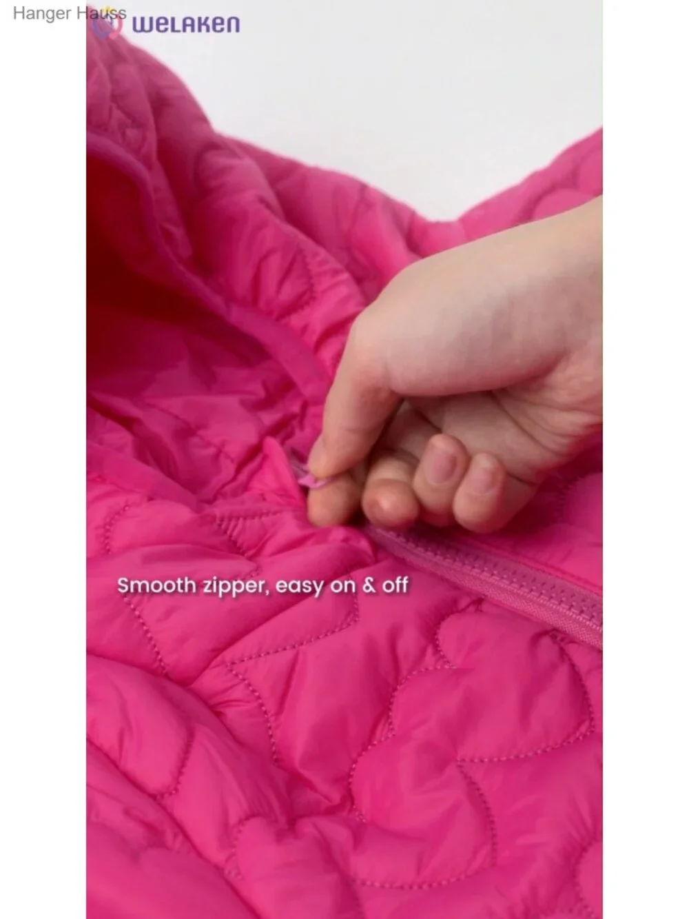 Kids Heart Quilted Puffer Jacket Zip Up Hooded Coat with Kangaroo Pocket
